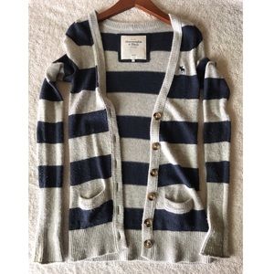 Long-sleeve striped button front cardigan